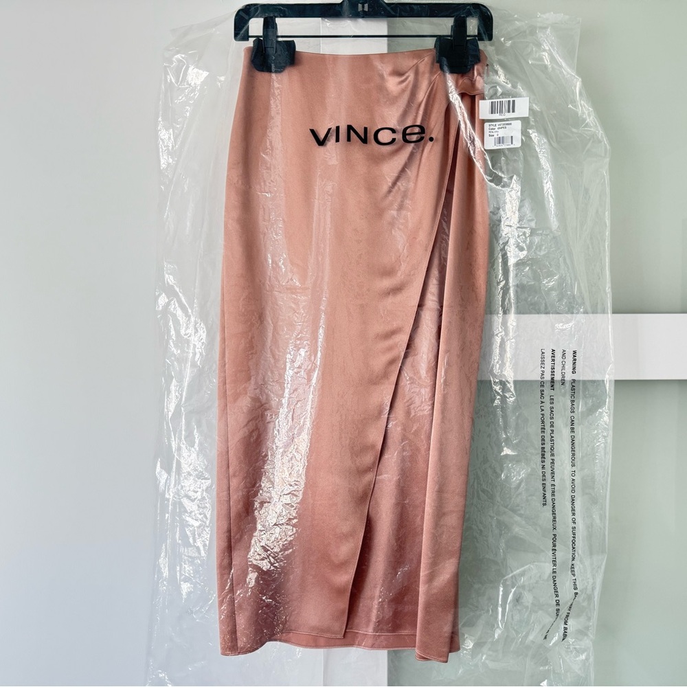 Vince Side Pleat Wrap Silk Skirt